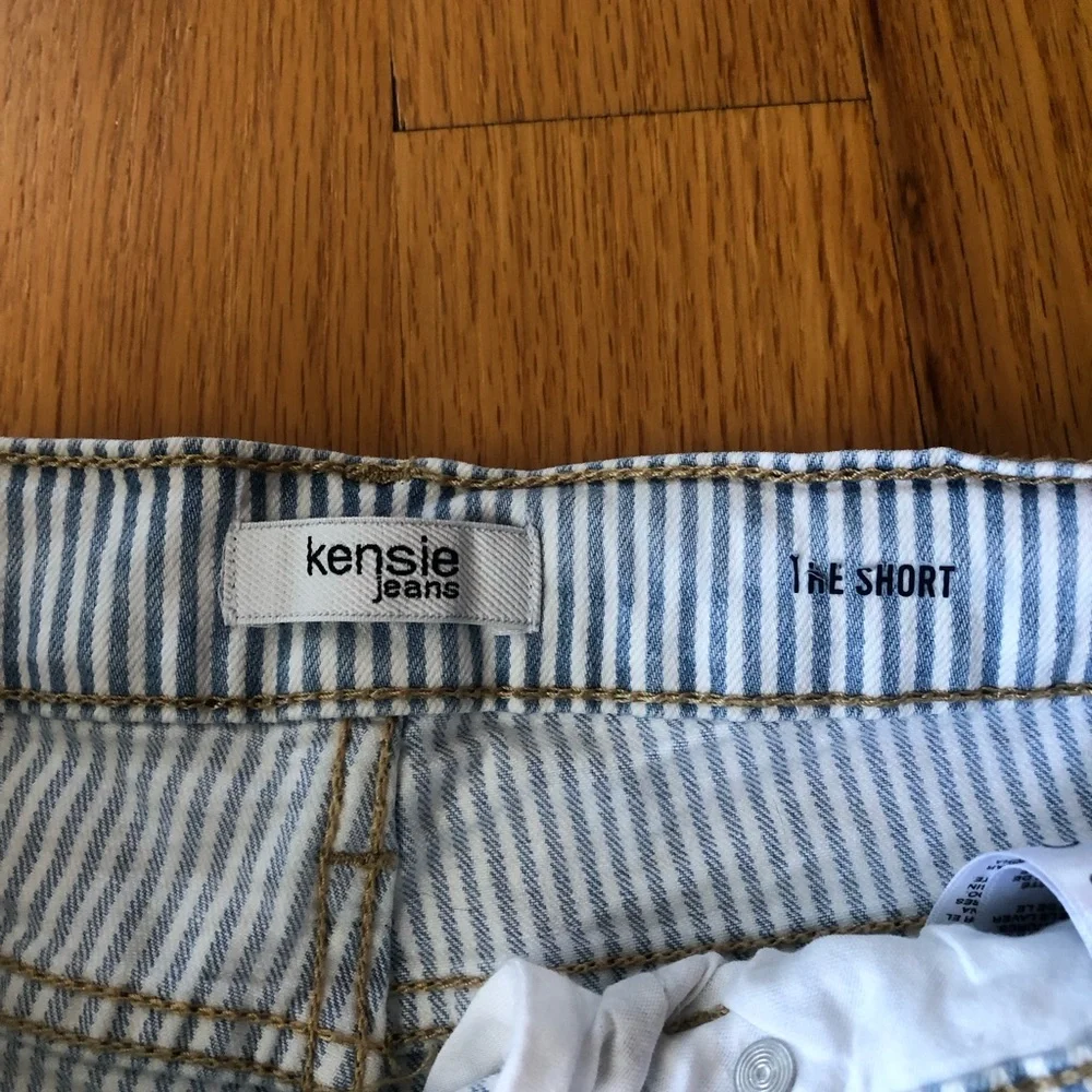Kensie Blue and White Striped Denim Shorts